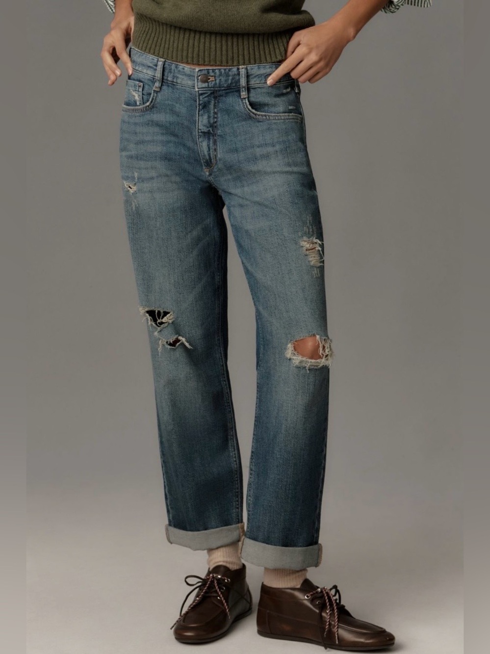 Anthropologie Pilcro Cotton Baggy Boyfriend Mid-Rise Relaxed Jeans 29 NWT